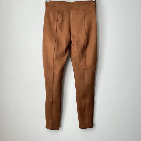 SPANX Shaping Leggings Size L Rich Caramel Faux Suede Pull On Stretch - Picture 3 of 11